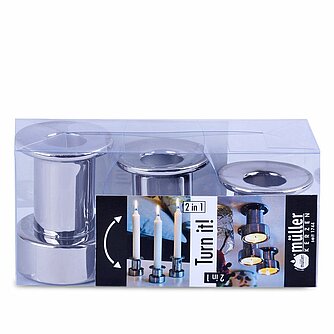 Artikelvorschau Kerzenhalter 2 in 1 - Silber (3er Set)