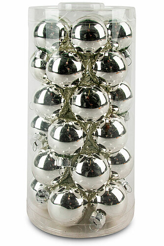 Inge Glas Kugel, Glas, 4,0 cm, 30 Stk., Silber glanz/ weiß matt Artikelvorschau Kugel, Glas, 4,0 cm, 30 Stk., Silber glanz/ weiß matt