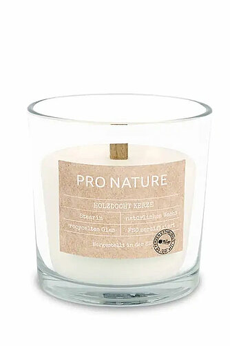 Müller Kerzenfabrik Pro Nature Stearin-Kerzenglas mit Holzdocht Artikelvorschau Pro Nature Stearin-Kerzenglas mit Holzdocht