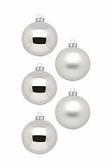 30 Christbaumkugeln von Inge Glas in der Größe 6cm in der Farbe Frosty Silver.