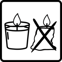Kerzen Piktogramm: Votivkerzen nur in einem geeigneten Halter verwenden.