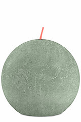 Eine Rustik Kugelkerze von Bolsius in der Farbe Jadegrün mit einem Durchmesser von 7,6cm.