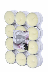 24 Duft-Teelichter von Müller Kerzenfabrik in der Größe 1,5x3,9cm in der Farbe Soft Creme.