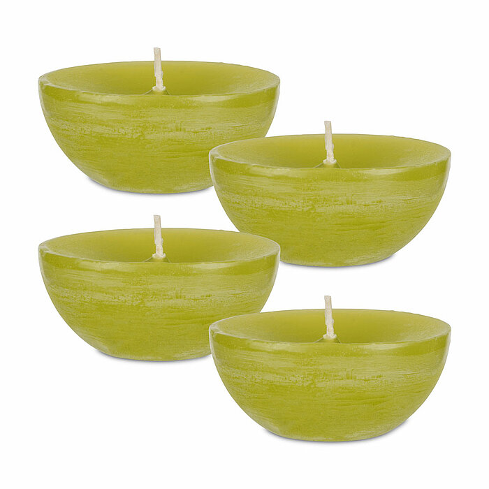 4 Schwimmkerzen Rustik Maxi von Richard Wenzel in der Größe 3,5x8cm in der Farbe Limone.