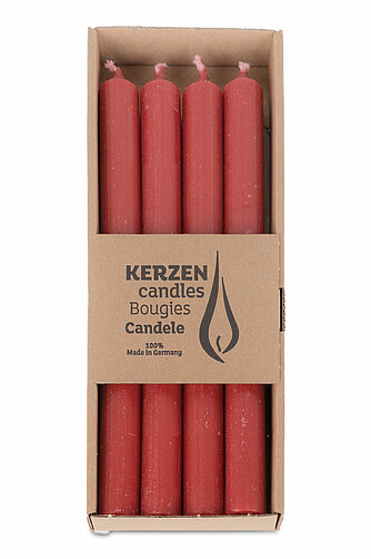 Richard Wenzel Rustic Stabkerzen 250/22 mm - rubin (4er Pack) Artikelvorschau Rustic Stabkerzen 250/22 mm - rubin (4er Pack)