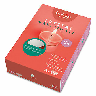 Bolsius Crystal Maxi Lights Teelichte 8h (12er Pack) Artikelvorschau Crystal Maxi Lights Teelichte 8h (12er Pack)