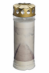 1 Bolsius Grablicht Nr. 7 mit Deckel und Motiv Wolken in der Größe 20x7,5cm in der Farbe Weiß.