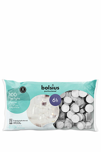 Bolsius Professional Teelichte 6 h, 100er Beutel (silber) Artikelvorschau Professional Teelichte 6 h, 100er Beutel (silber)