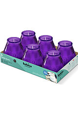 6 Bolsius Glaswindlichter Twighlight in der Größe 10,4x9,9cm in der Farbe lila.