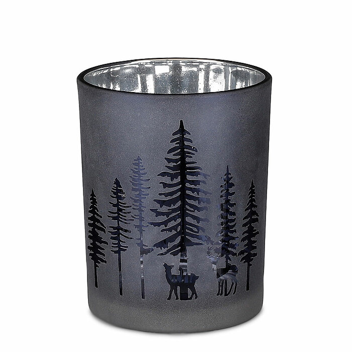 Ein Teelichthalter in Baumform von Edelman in der Größe 12,5x10cm in der Farbe schwarz.