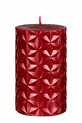 Eine Rustik Kerze James von Richard Wenzel in der Größe 11x6,5cm in der Farbe Rubin.