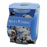 Eine Duftkerze im Glas von Prices Candles in der Größe 8,9x8,0cm mit dem Duft Cotton Powder.