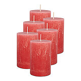 Sechs Stumpenkerzen Rustic von Decolite in der Größe 11x7cm in der Farbe rosa.