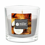 Ein Duftglas von Müller Kerzenfabrik in der Größe 6,5x7cm mit dem Geruch Kokosnuss-Insel.