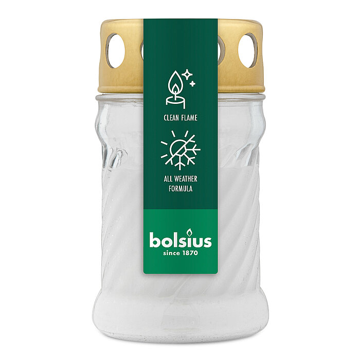 1 Bolsius Glaslaterne Twist mit Deckel in der Größe 11x6,3cm in der Farbe Weiß.