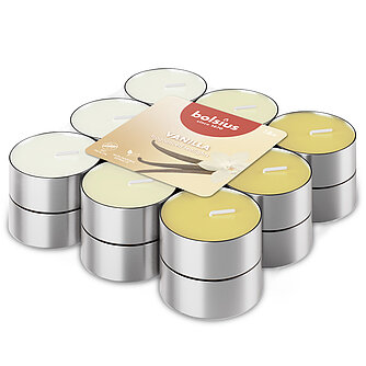 Bolsius Duft-Teelichte 3-farbig (18er Pack) - Vanille Artikelvorschau Duft-Teelichte 3-farbig (18er Pack) - Vanille