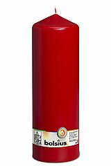 1 Stumpenkerze von Bolsius in der Größe 30x9,8cm in der Farbe rot.