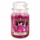 Eine Duftkerze im Apothekerglas von Prices Candles in der Größe 19,5x10cm mit dem Duft Magnolia und einem Gewicht von 630g.