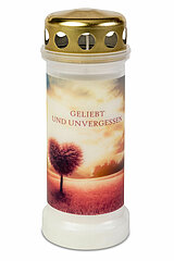 1 Bolsius Dauerbrenner Nr. 6 mit Deckel und Motiv Rosa Baum in der Größe 17,3x6,7cm in der Farbe Weiß.