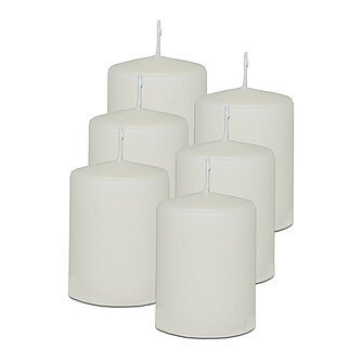 DecoLite Stumpenkerzen 80/60 mm (Safe Candle) - 6 Stück - wollweiß Artikelvorschau Stumpenkerzen 80/60 mm (Safe Candle) - 6 Stück - wollweiß