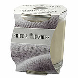 Eine Duftkerze im Glas von Prices Candles in der Größe 8,9x8cm mit dem Duft Warm Cashmere.