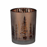 Ein Teelichthalter in Baumform von Edelman in der Größe 12,5x10cm in der Farbe braun.