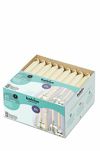 Bolsius Haushaltskerzen 180/21,3 mm (45er Box) - elfenbein Artikelvorschau Haushaltskerzen 180/21,3 mm (45er Box) - elfenbein