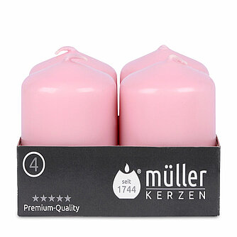 Müller Kerzenfabrik Stumpenkerzen 62/48 mm - rosa (4er Pack) Artikelvorschau Stumpenkerzen 62/48 mm - rosa (4er Pack)
