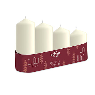 Bolsius Stumpenkerzen abgestuft Ø 48mm (4er Tray) - Elfenbein Artikelvorschau Stumpenkerzen abgestuft Ø 48mm (4er Tray) - Elfenbein