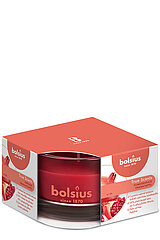 Ein Bolsius True Scents Duftglas mit dem Geruch Granatapfel in der Größe 5x8cm.