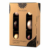 Ein 6er Pack Christbaumkugeln in Lounge mit 10cm Durchmesser von DecoLite in einer dekorativen Schachtel.