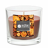 Ein Duftglas von Müller Kerzenfabrik in der Größe 6,5x7,0cm mit Sandelholzduft.