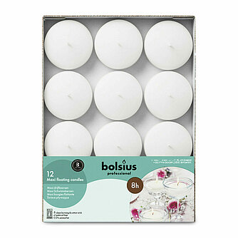 Bolsius Maxi Schwimmkerzen (12er Box) - weiß Artikelvorschau Maxi Schwimmkerzen (12er Box) - weiß