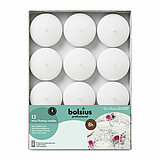 12 Schwimmkerzen von Bolsius Professional in der Größe 2,9x7,7cm in der Farbe weiß.