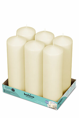 Bolsius Stumpen 250/78 mm (6er Pack) – elfenbein Artikelvorschau Stumpen 250/78 mm (6er Pack) – elfenbein