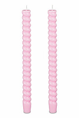24 Tafelkerzen Twist von Edelman in der Größe 28x2,4cm in der Farbe rosa.