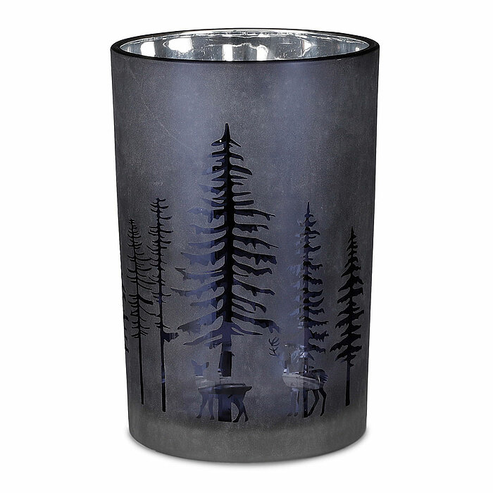 Ein Teelichthalter in Baumform von Edelman in der Größe 18x12cm in der Farbe schwarz.