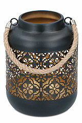 Eine Metalllaterne "Flower" von Arti Casa in der Größe 17x13cm in der Farbe schwarz.