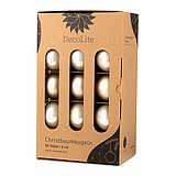 Ein 30er Pack Christbaumkugeln in Champagner mit 6cm Durchmesser von DecoLite in einer dekorativen Schachtel.