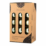 Ein 30er Pack Christbaumkugeln in Salbei mit 6cm Durchmesser von DecoLite in einer dekorativen Schachtel.