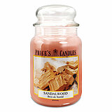 Eine Apothekerglas-Kerze von Prices Candles in der Größe 19,5x10cm mit Sandelholzduft und einem Gewicht von 630g.