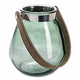 Eine Glaslaterne Belly von Sandra Rich in der Größe 16x14,5cm in der Farbe grün.