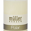 Eine Polar Stumpenkerze von Müller Kerzenfabrik in der Größe 10x6,8cm mit Vanilleduft.