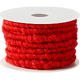 Eine Wollkordel von KragoArt mit der Breite 1 cm und einer Länge von 10 m in der Farbe Rot.
