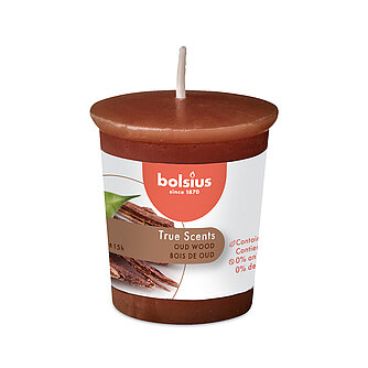 Bolsius True Scents Votivkerze 53/45 mm - Oud Wood (1 Stück) Artikelvorschau True Scents Votivkerze 53/45 mm - Oud Wood (1 Stück)