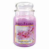 Eine Apothekerglas-Kerze von Prices Candles in der Größe 19,5x10cm mit dem Duft Kirschblüte und einem Gewicht von 630g.