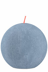 Eine Rustik Kugelkerze von Bolsius in der Farbe Himmelblau mit einem Durchmesser von 7,6cm.