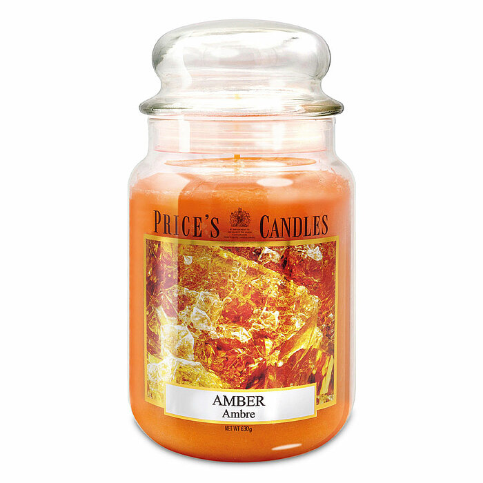 Eine Apothekerglas-Kerze von Prices in der Größe 19,5x10cm in der Farbe amber mit einem Gewicht von 630g.