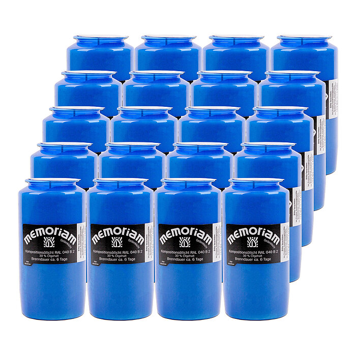 20 Kompositionsöllichter von Aeterna in der Größe 13x6,8cm in der Farbe blau.