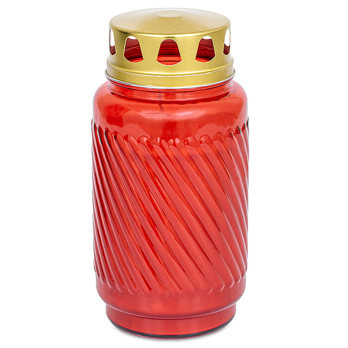 1 Bolsius Laternenglas mit Deckel in der Größe 17,3x9,0cm in der Farbe Rot.